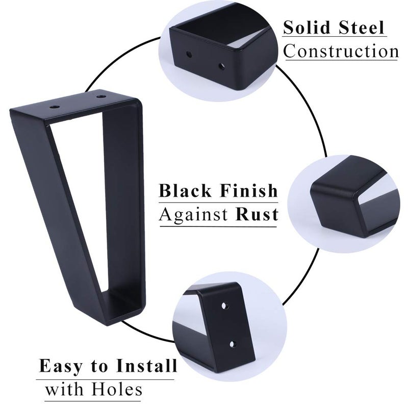 Osring 6 Inch Trapezoid Furniture Legs 4pcs, Solid Steel Furniture Hairpin Leg for Side Table, TV Stand and Cabinet, Black - Image 3